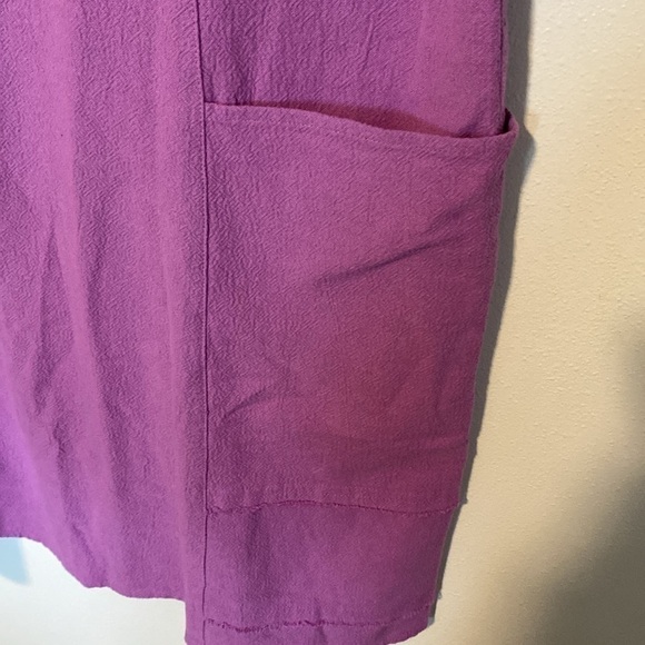 Soft Surroundings pocket Carpe Diem gauze Iris Orchid Gauze 3/4 Slv Shift Dress - Picture 6 of 15